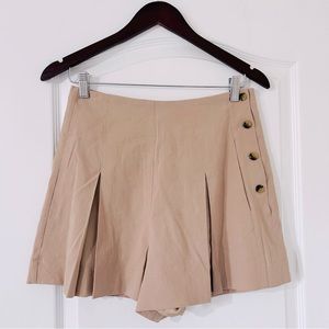 Vince Women’s Pleated Front Shorts Skort Size 2 Tan Beige Lined‎ Linen Blend